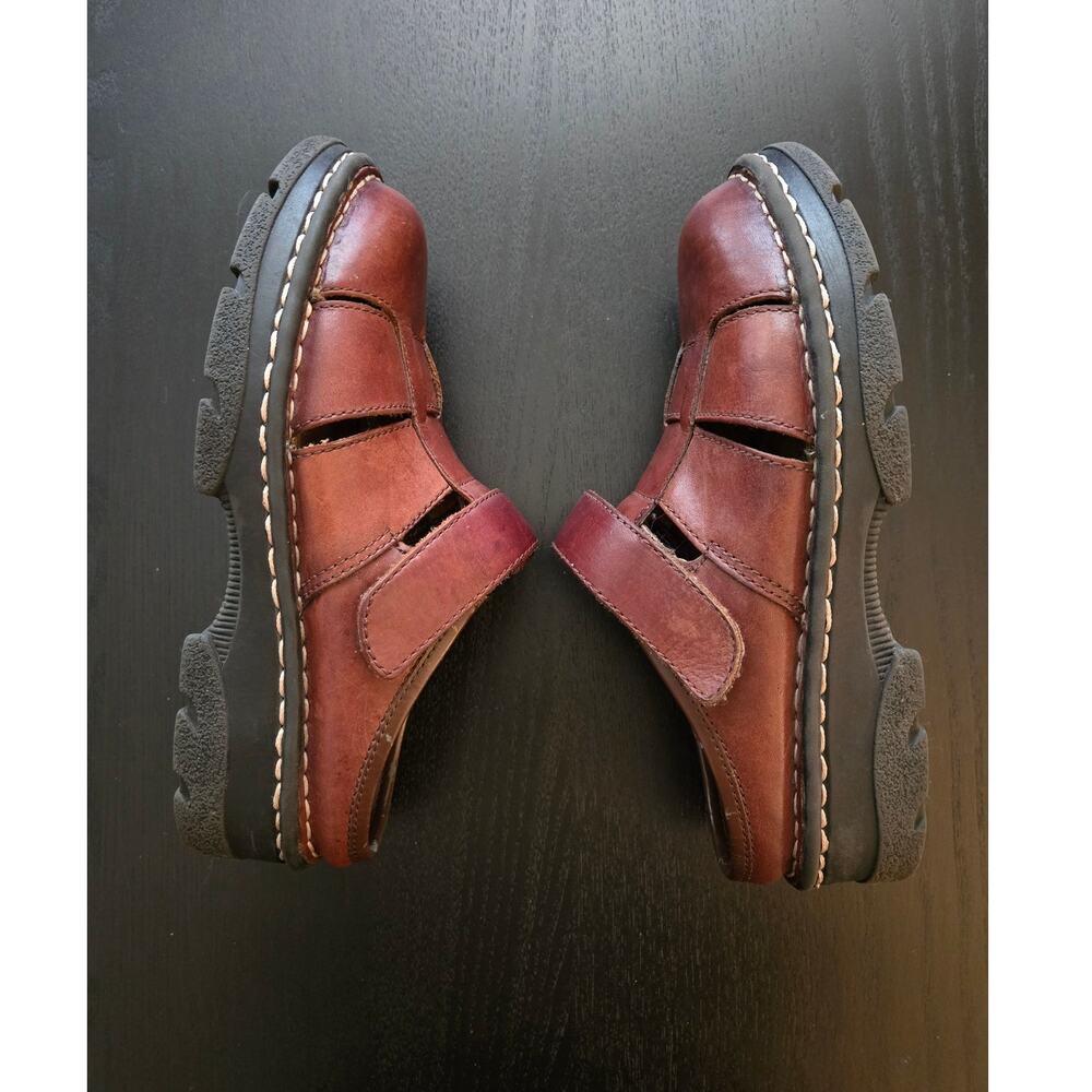 Chunky Fisherman Leather Mule Clog 7 Brown Earth Shoe Harriet Summer Boat Yacht - Picture 4 of 10